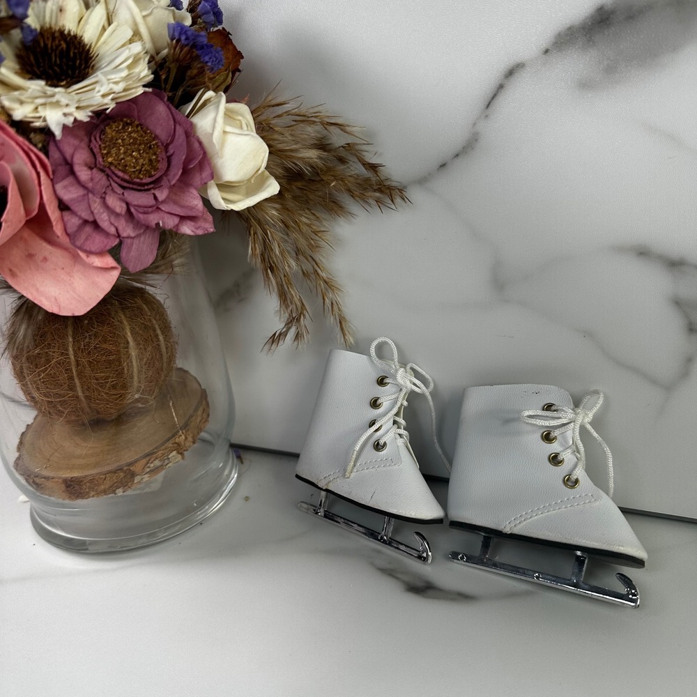 White Doll Ice Skates for American Girl Dolls or‎ Similar - 3 Inch Boot